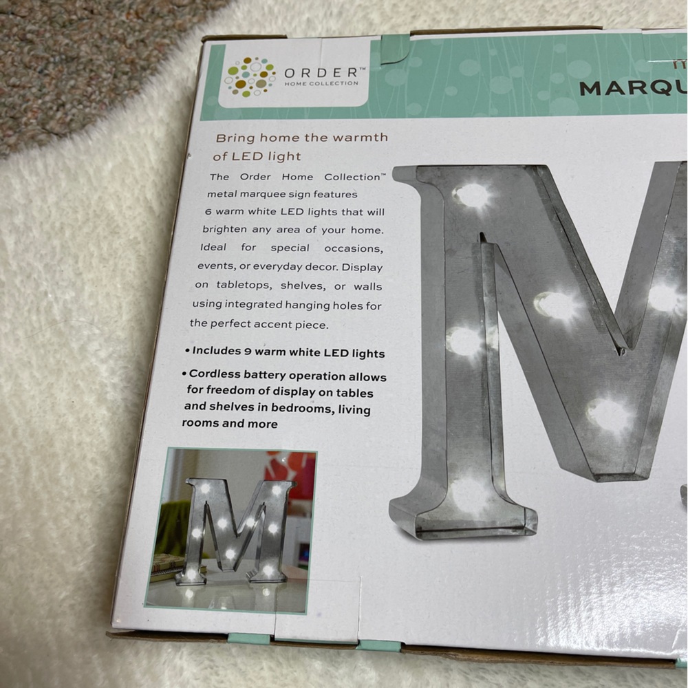 Home Collection “M” Marquee Metal LED Sign - Picture 6 of 16